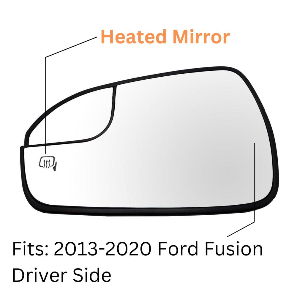 2013 Ford Fusion Replacement Side View Mirror Glass Kit - Driver Side LH Heated Side View Parts